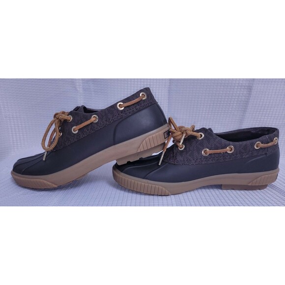 Michael Kors Hyde Signature Brown MK Logo Duck Boot Rainboots Women's size 7 - Picture 8 of 11